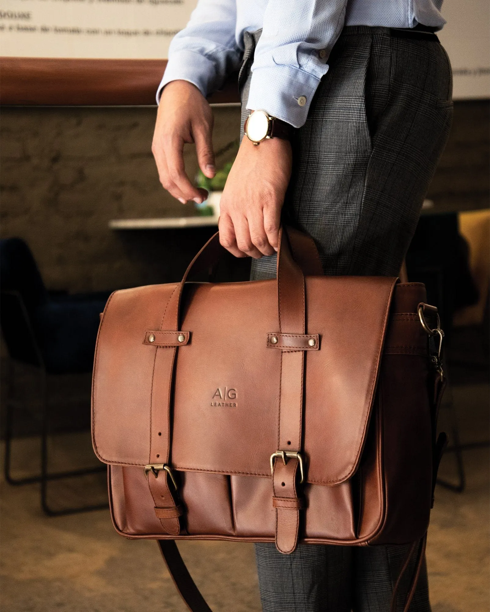 Montana Portfolio Briefcase in Rustic Brown Leather - FINAL SALE NO EXCHANGE
