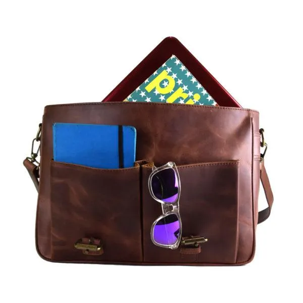 Montana Portfolio Briefcase in Rustic Brown Leather - FINAL SALE NO EXCHANGE