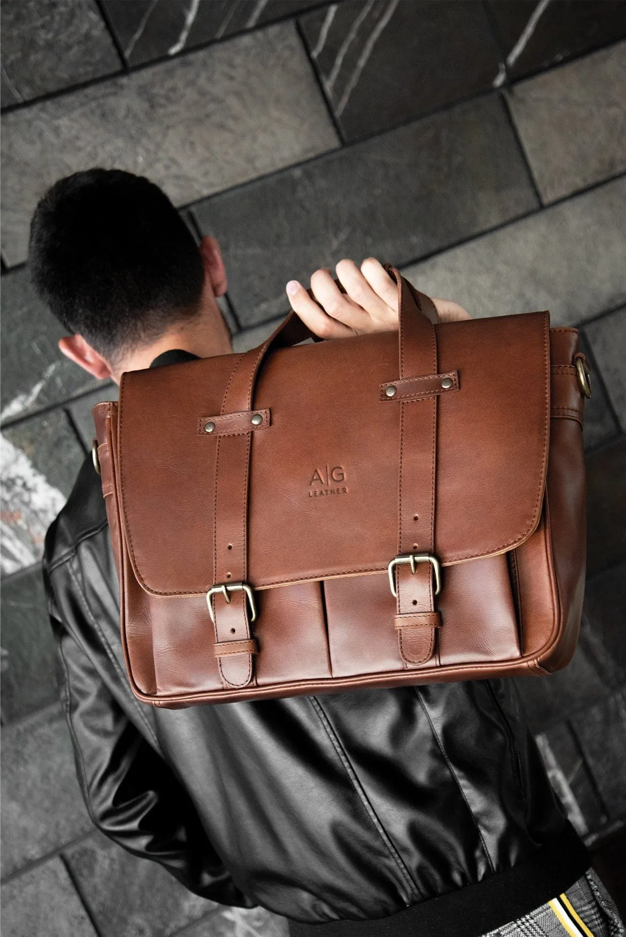 Montana Portfolio Briefcase in Rustic Brown Leather - FINAL SALE NO EXCHANGE