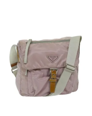 Nylon Pink Shoulder Bag with Accessory from Italy - Rank C