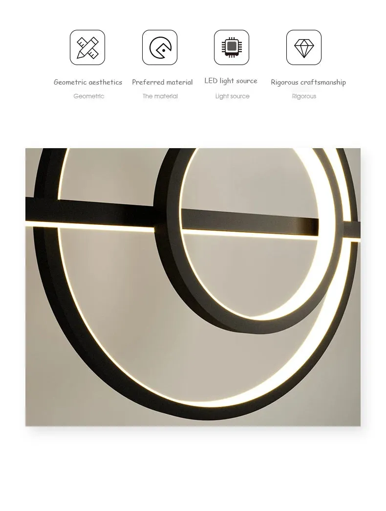 Oukon Pendant Chandelier Modern Minimalist Creative LED Line Art