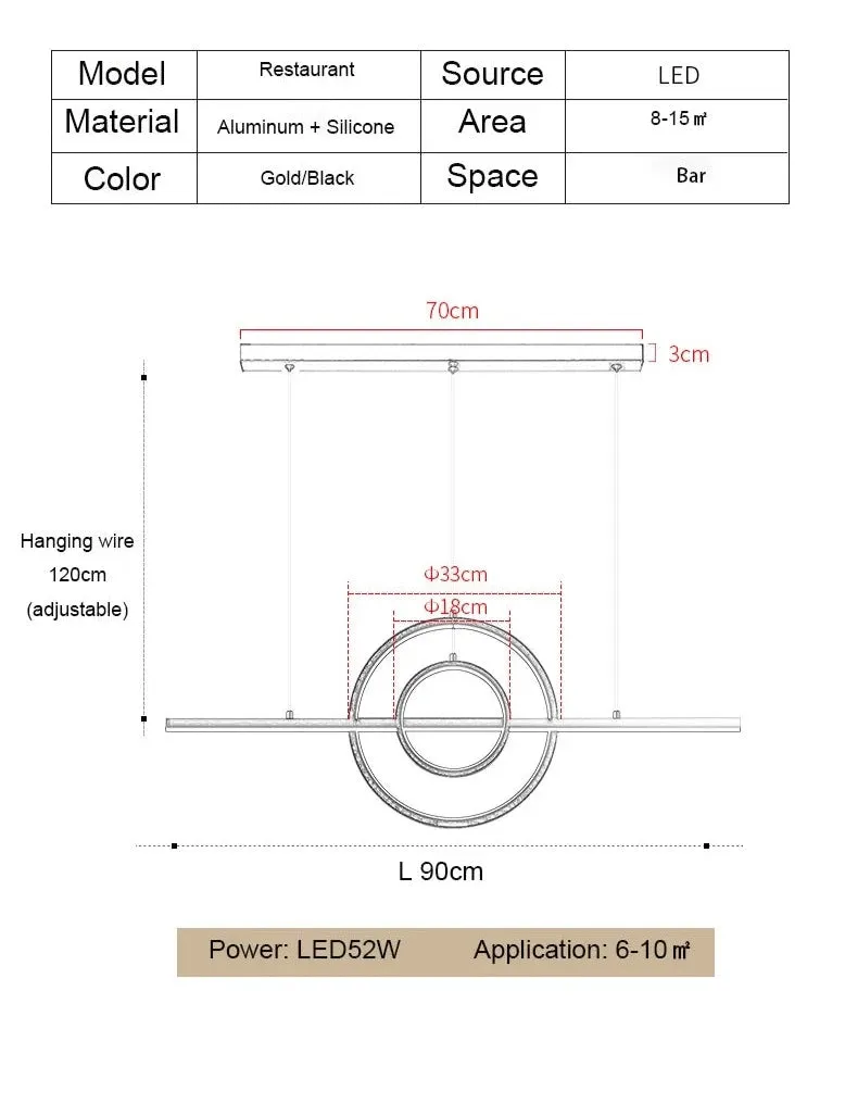 Oukon Pendant Chandelier Modern Minimalist Creative LED Line Art