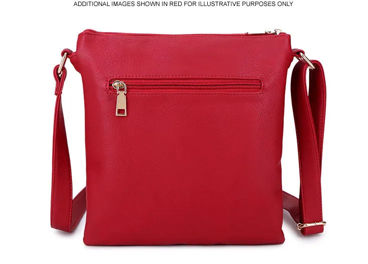 PLAIN BROWN MULTI COMPARTMENT CROSS BODY SHOULDER BAG