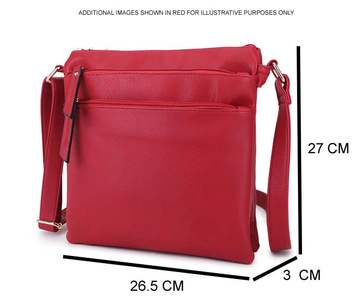 PLAIN BROWN MULTI COMPARTMENT CROSS BODY SHOULDER BAG