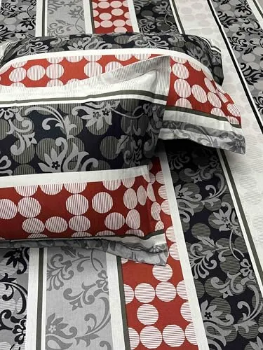 Pure Decor Passion Fur Collection Pure Cotton Bedsheets for Double Bed Cotton with Pillow Cover Set of 2 for Home Queen Size Bed PD 4303 - Floral, Black