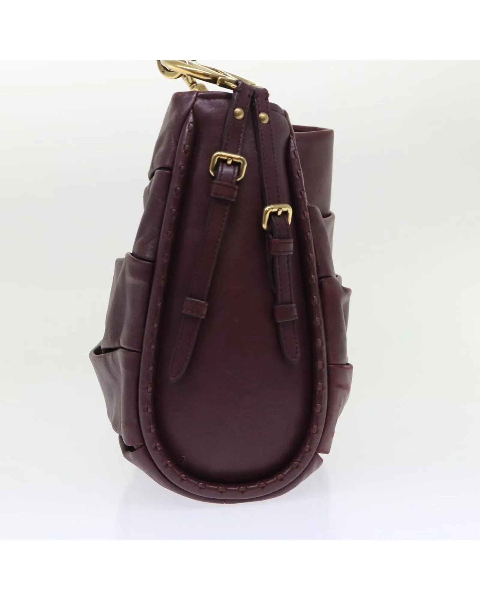 Red Leather Hobo Shoulder Bag