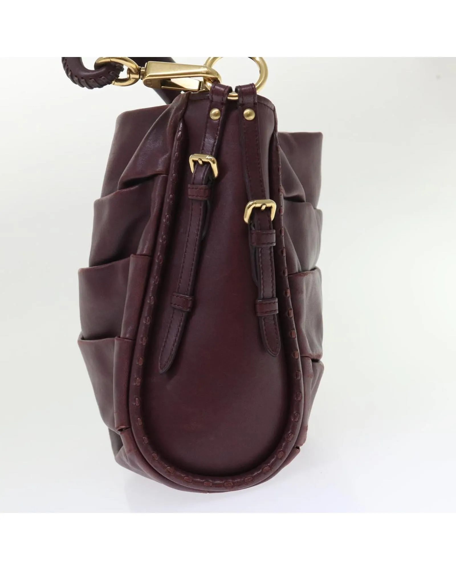 Red Leather Hobo Shoulder Bag