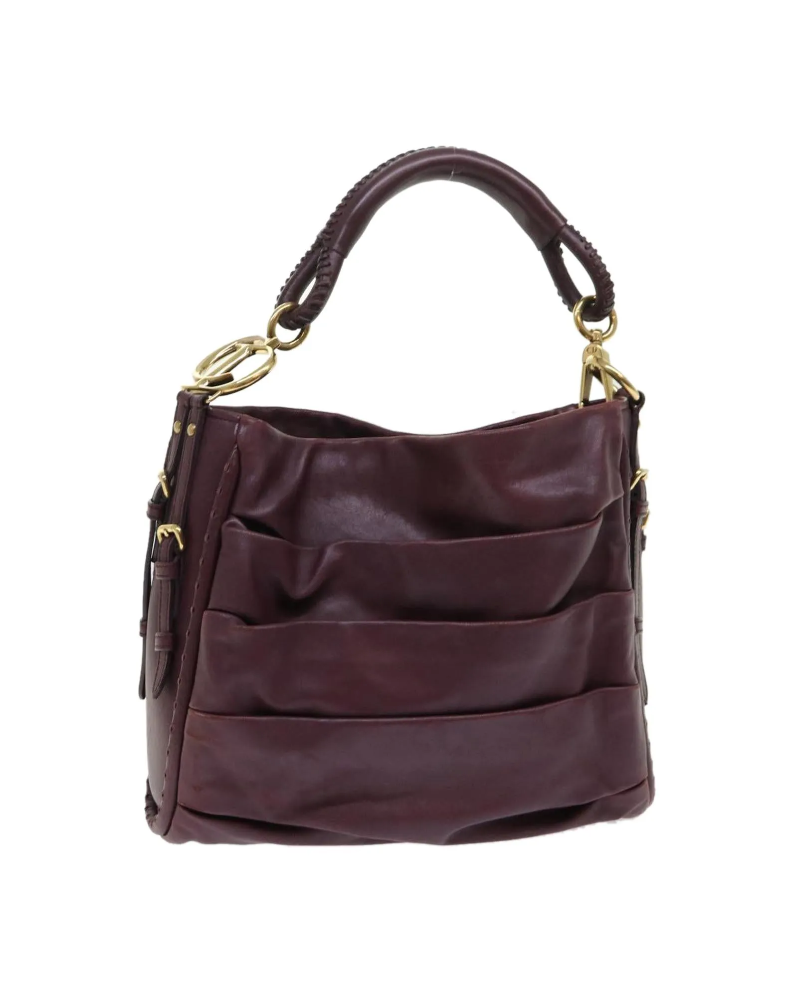 Red Leather Hobo Shoulder Bag