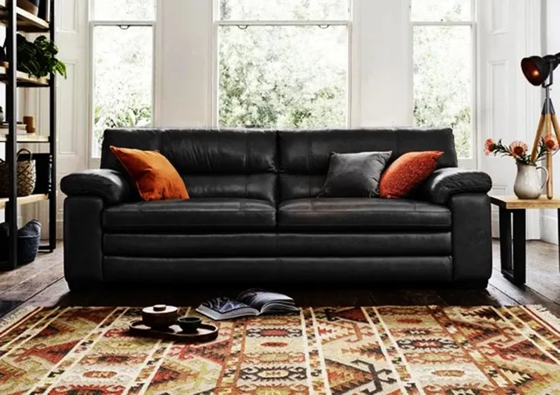 Slouch 2 Seater Leatherette Sofa For Living Room