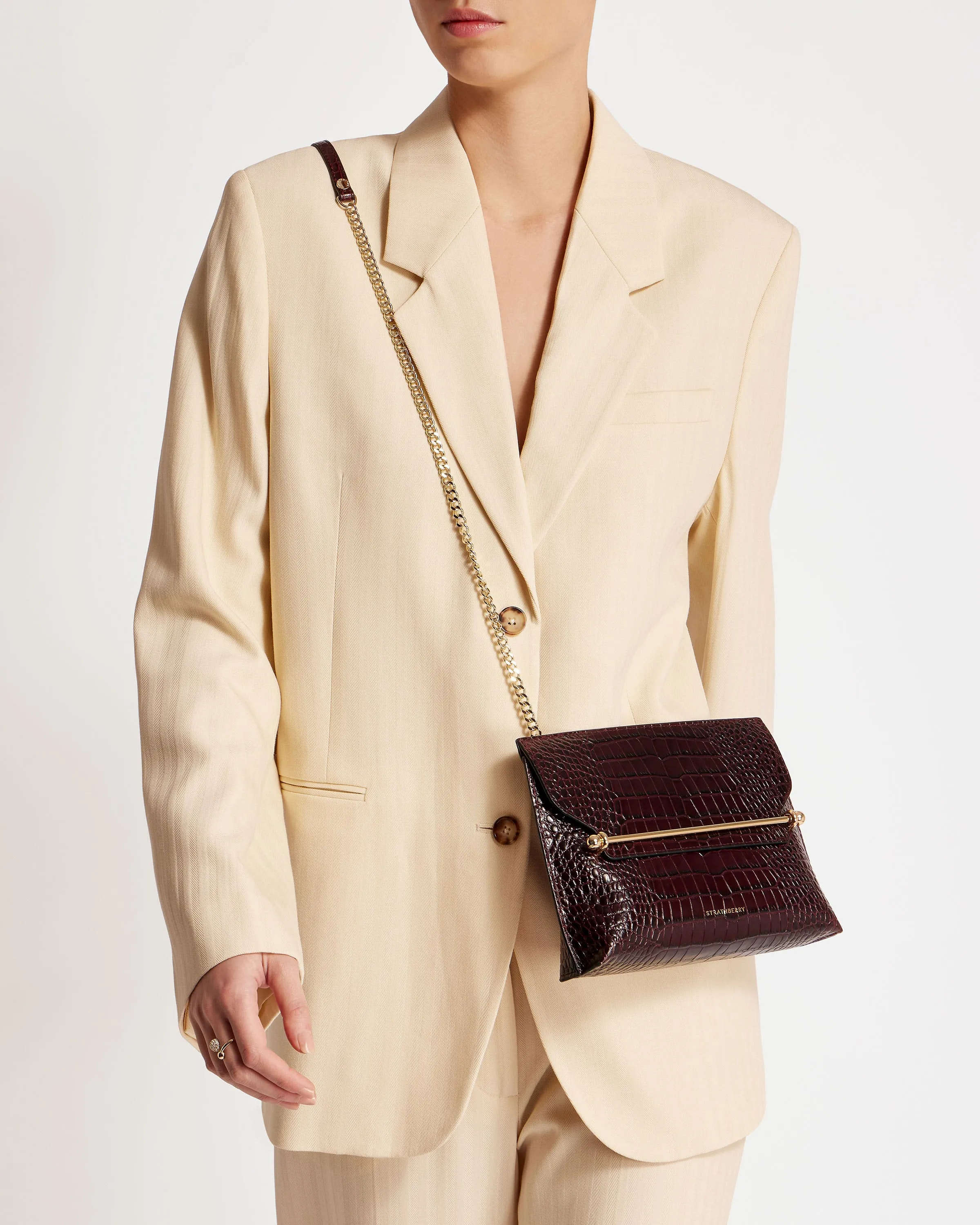 Stylist - Croc-Embossed Leather Burgundy