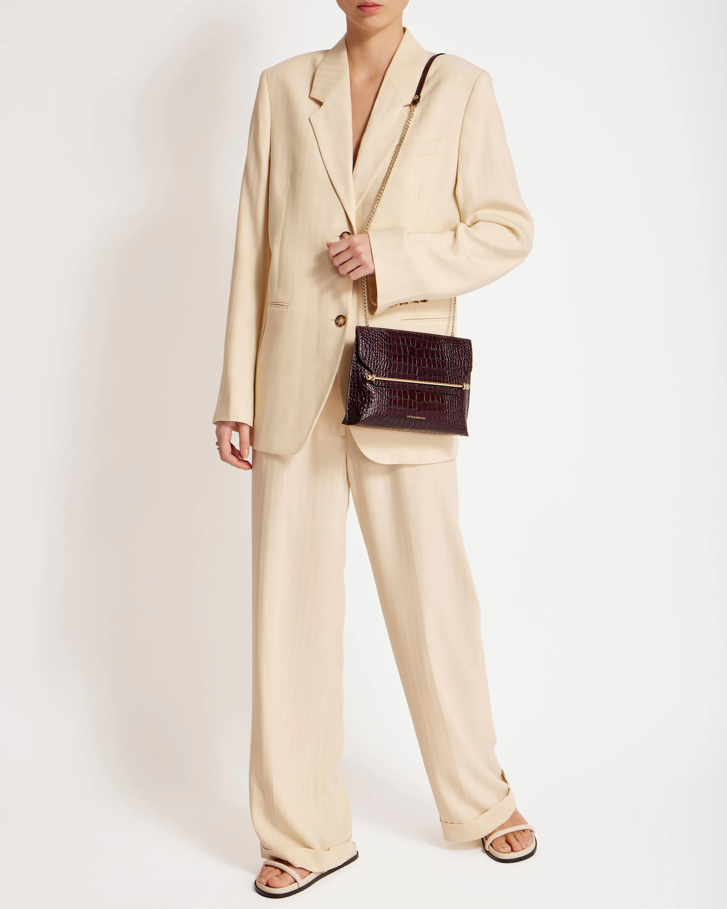 Stylist - Croc-Embossed Leather Burgundy