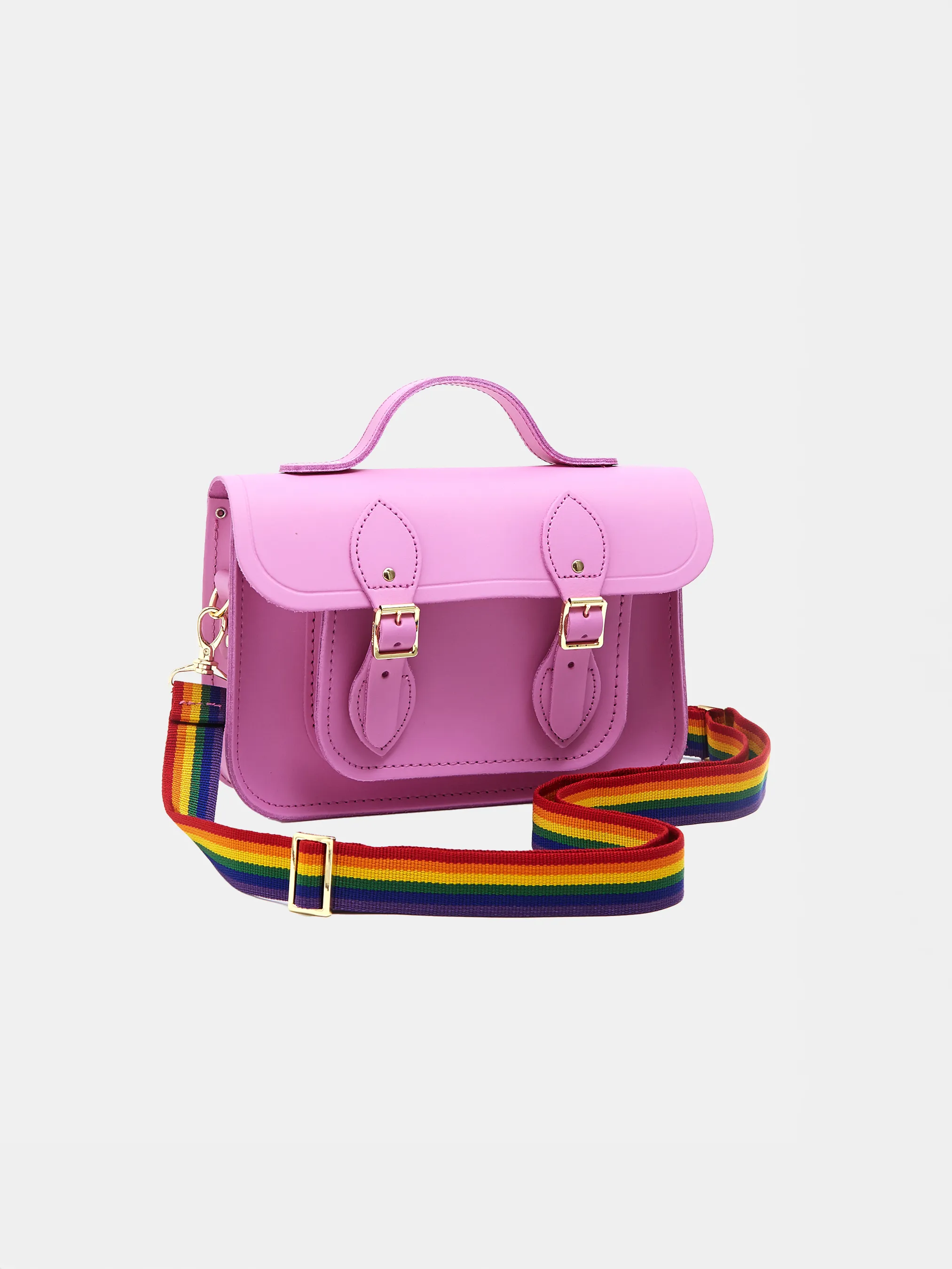 The 11 Inch Batchel - Violet Matte with Rainbow Webbing Strap