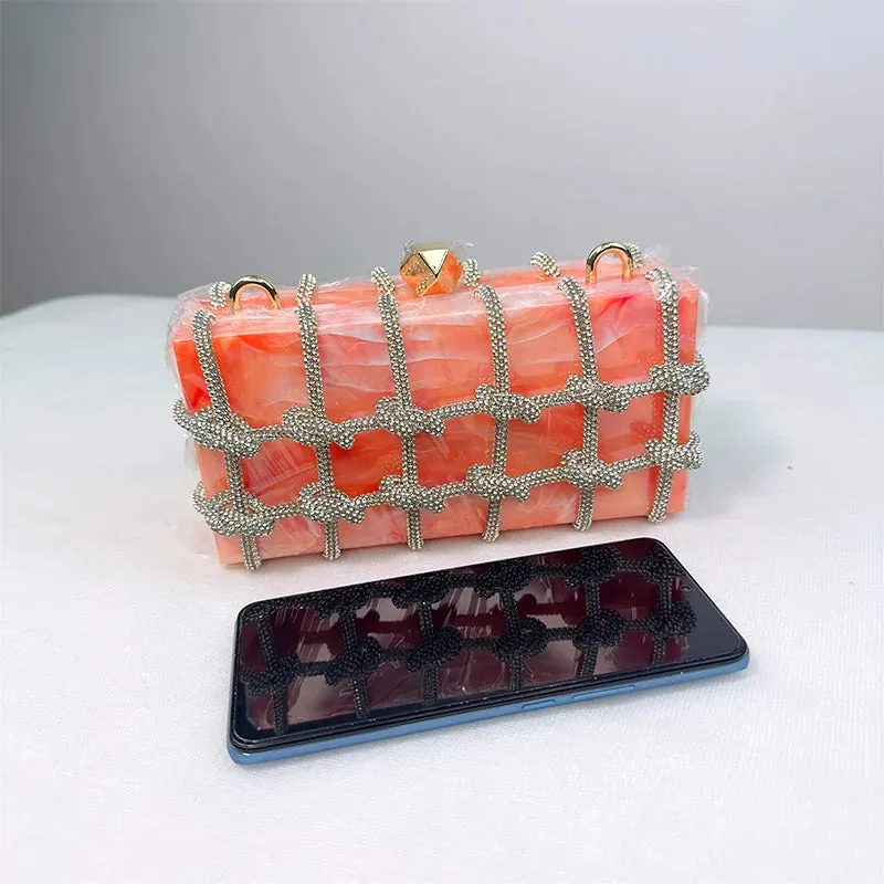Trendy Rhinestone Clear Clutch Handbag