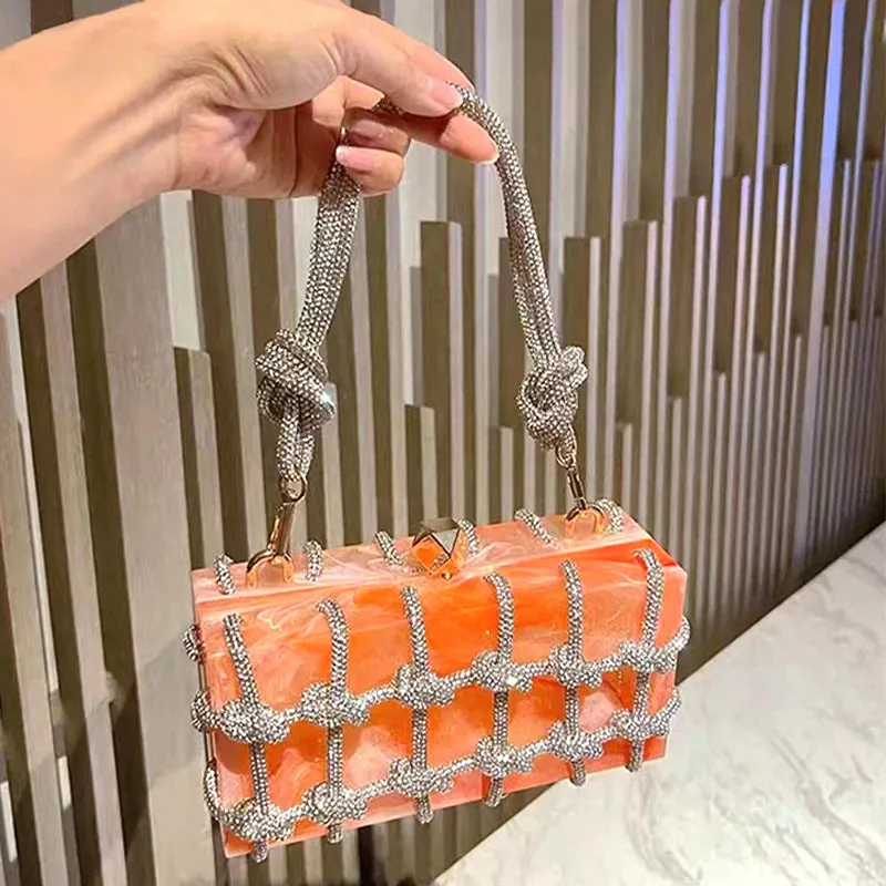 Trendy Rhinestone Clear Clutch Handbag