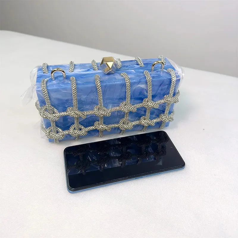 Trendy Rhinestone Clear Clutch Handbag