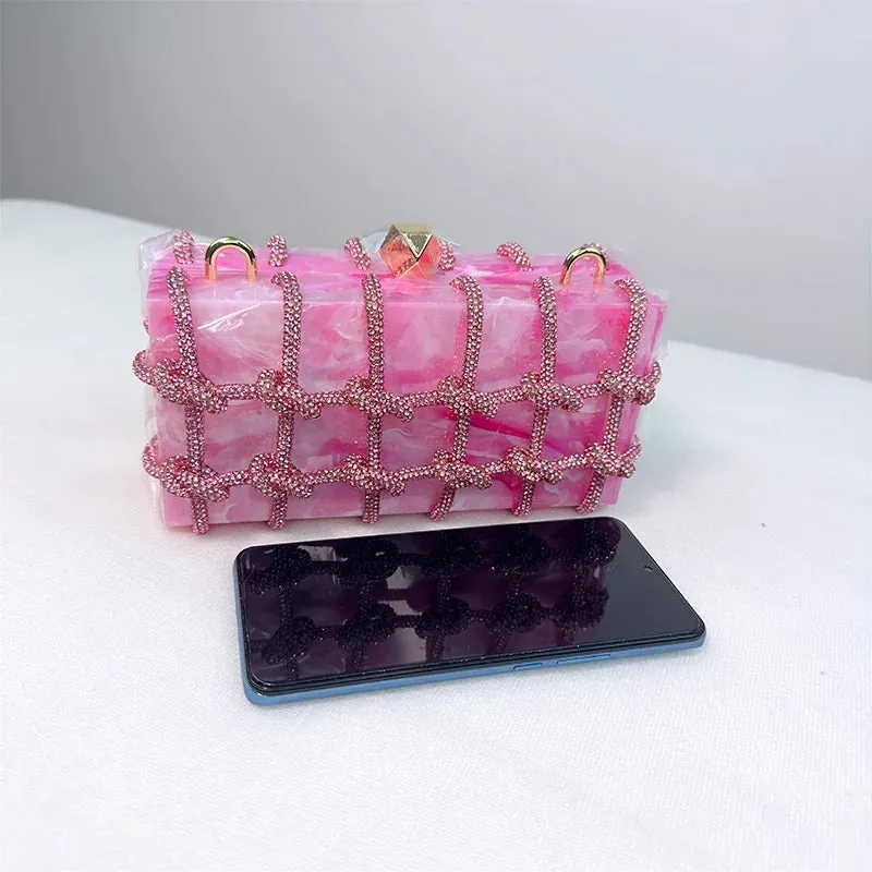 Trendy Rhinestone Clear Clutch Handbag