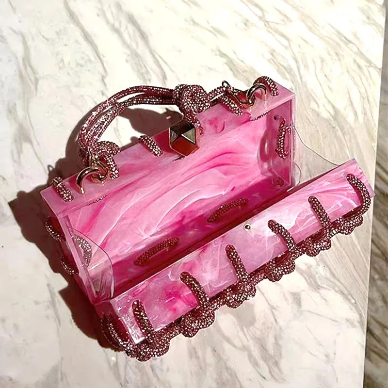 Trendy Rhinestone Clear Clutch Handbag