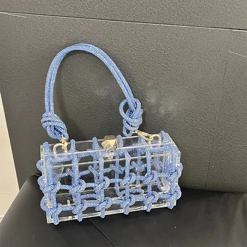 Trendy Rhinestone Clear Clutch Handbag