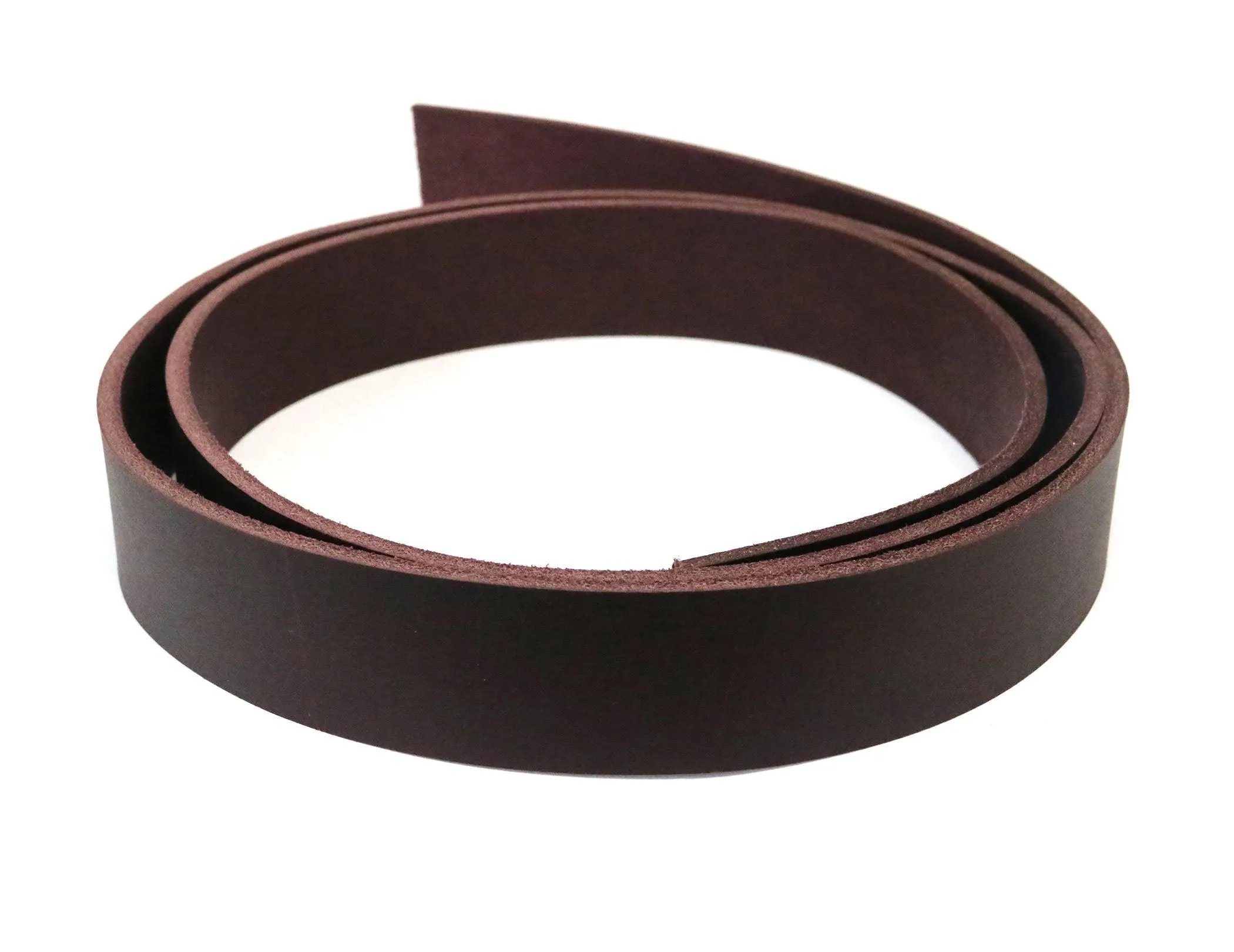 West Tan Matte Burgundy Buffalo Leather Strip, 48”-60” in Length