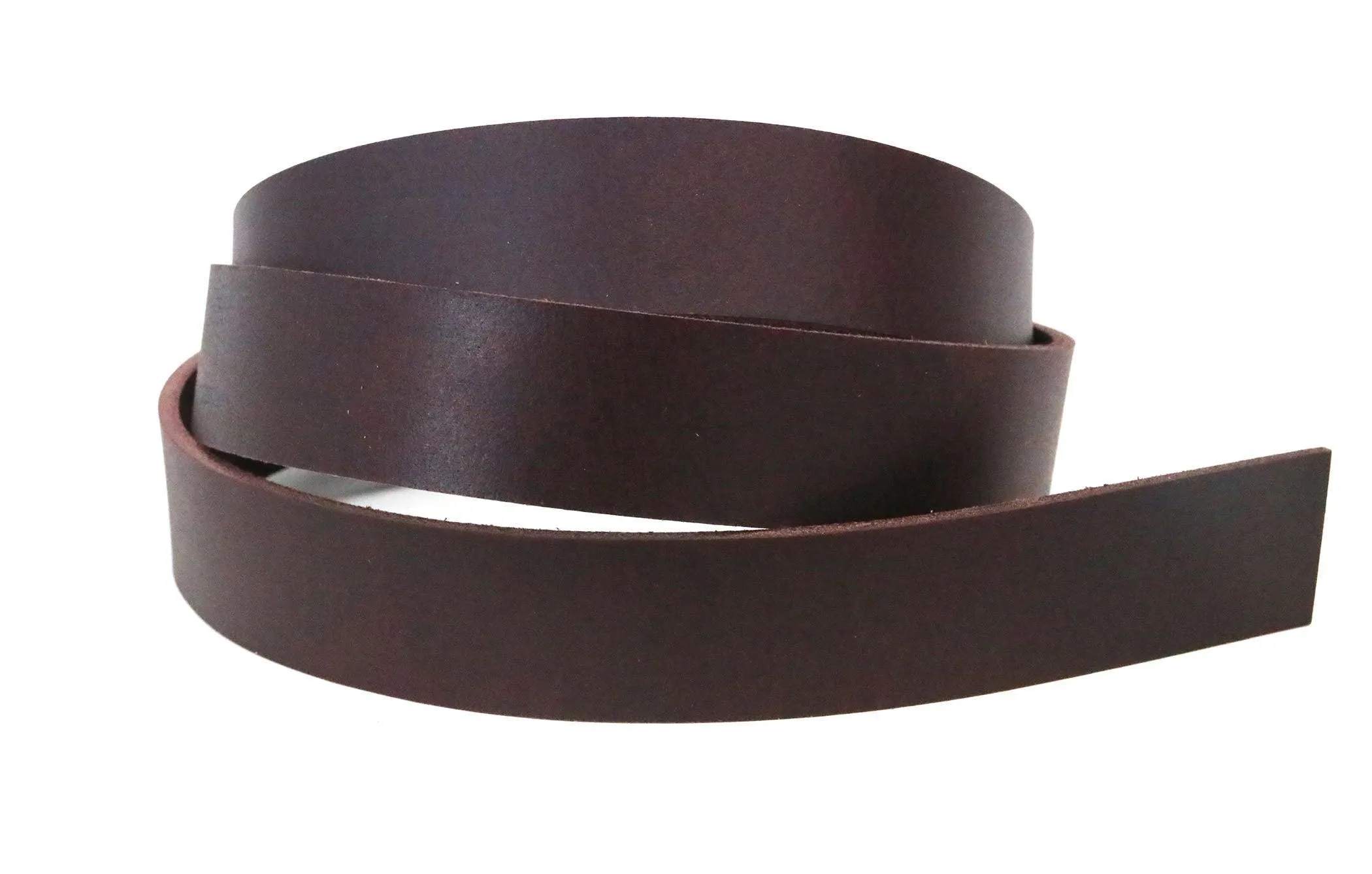 West Tan Matte Burgundy Buffalo Leather Strip, 48”-60” in Length