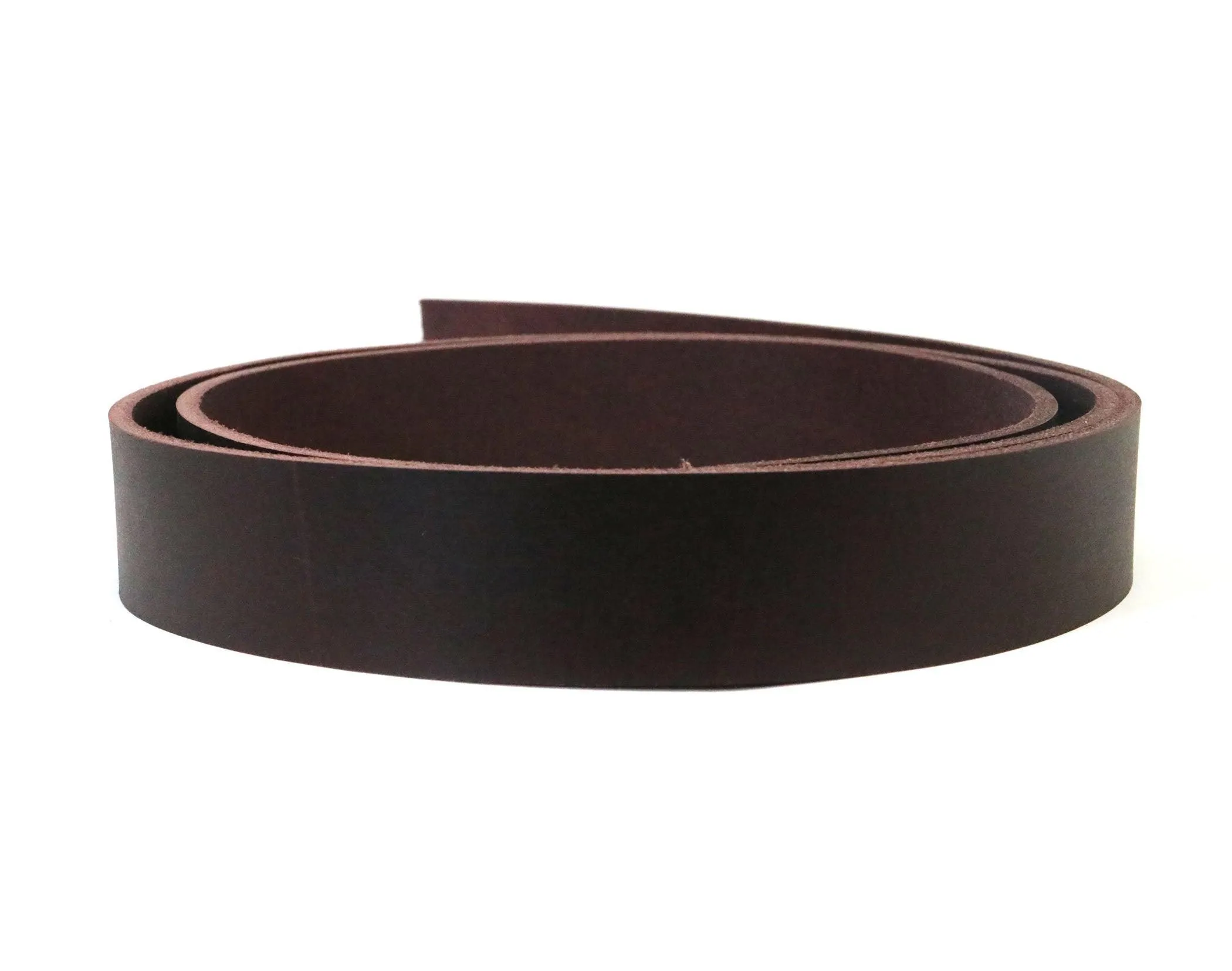 West Tan Matte Burgundy Buffalo Leather Strip, 48”-60” in Length