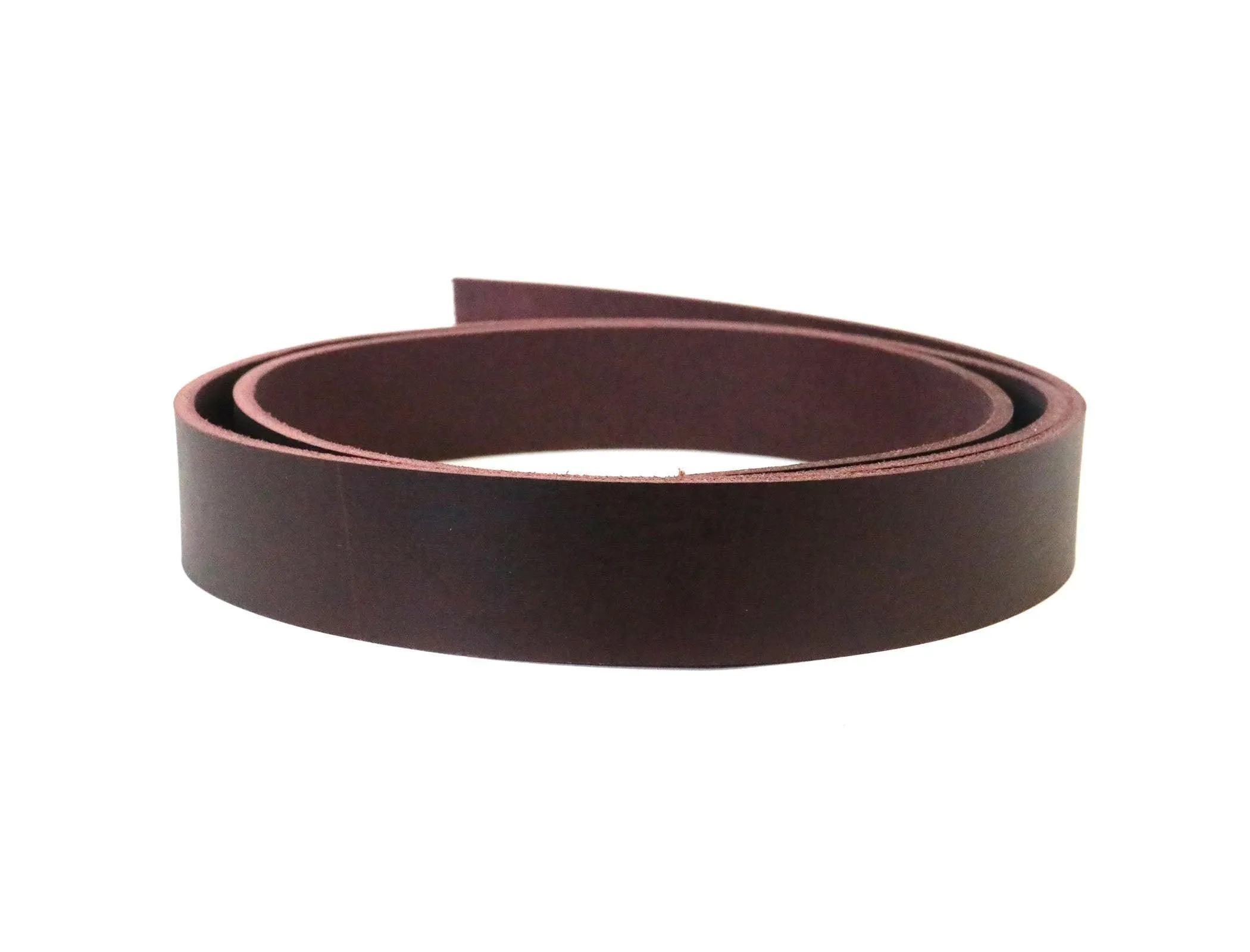West Tan Matte Burgundy Buffalo Leather Strip, 48”-60” in Length