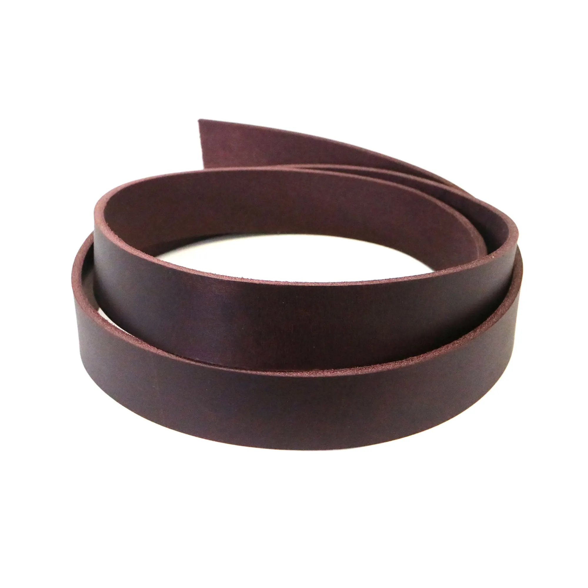 West Tan Matte Burgundy Buffalo Leather Strip, 48”-60” in Length