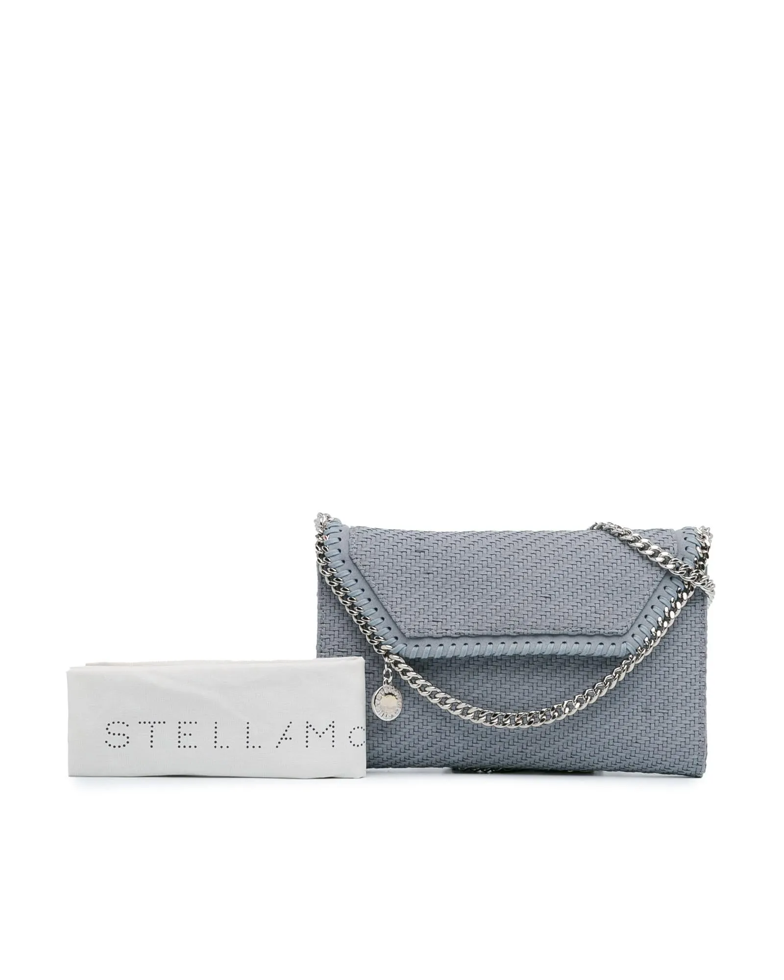 Woven Chain Crossbody Bag with Flap Closure