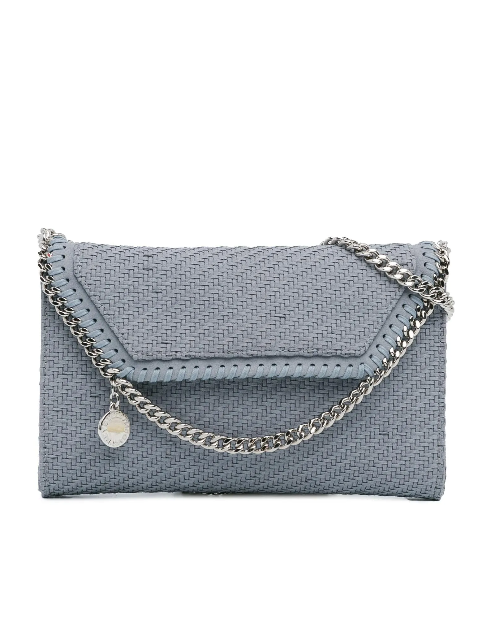Woven Chain Crossbody Bag with Flap Closure