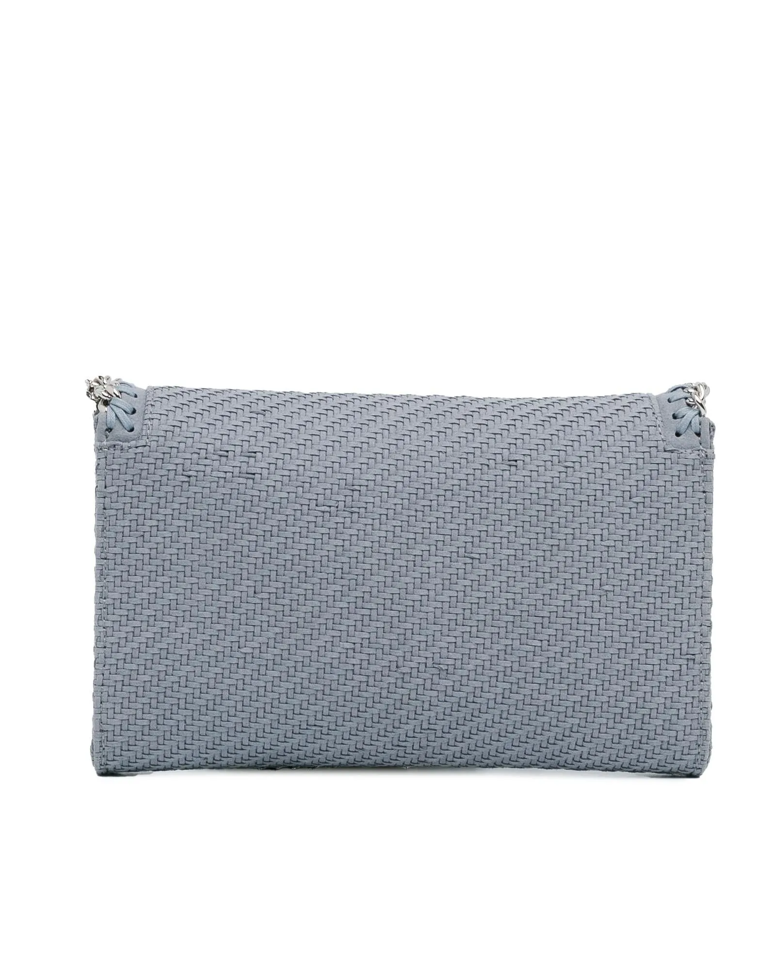 Woven Chain Crossbody Bag with Flap Closure