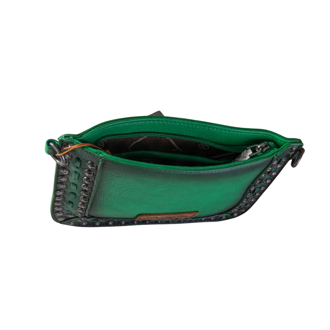 Wrangler Women's Rivets Wristlet Green Crossbody