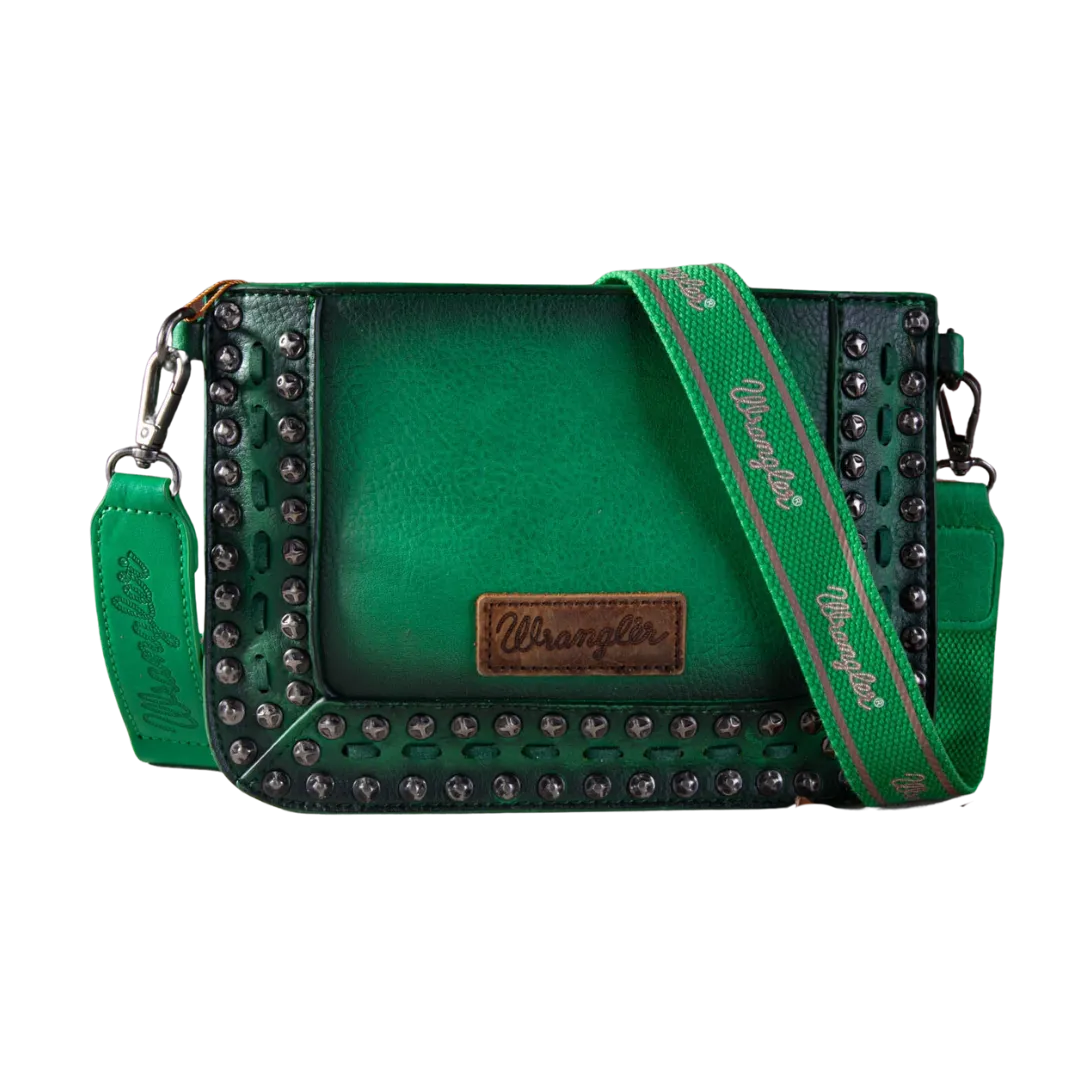 Wrangler Women's Rivets Wristlet Green Crossbody