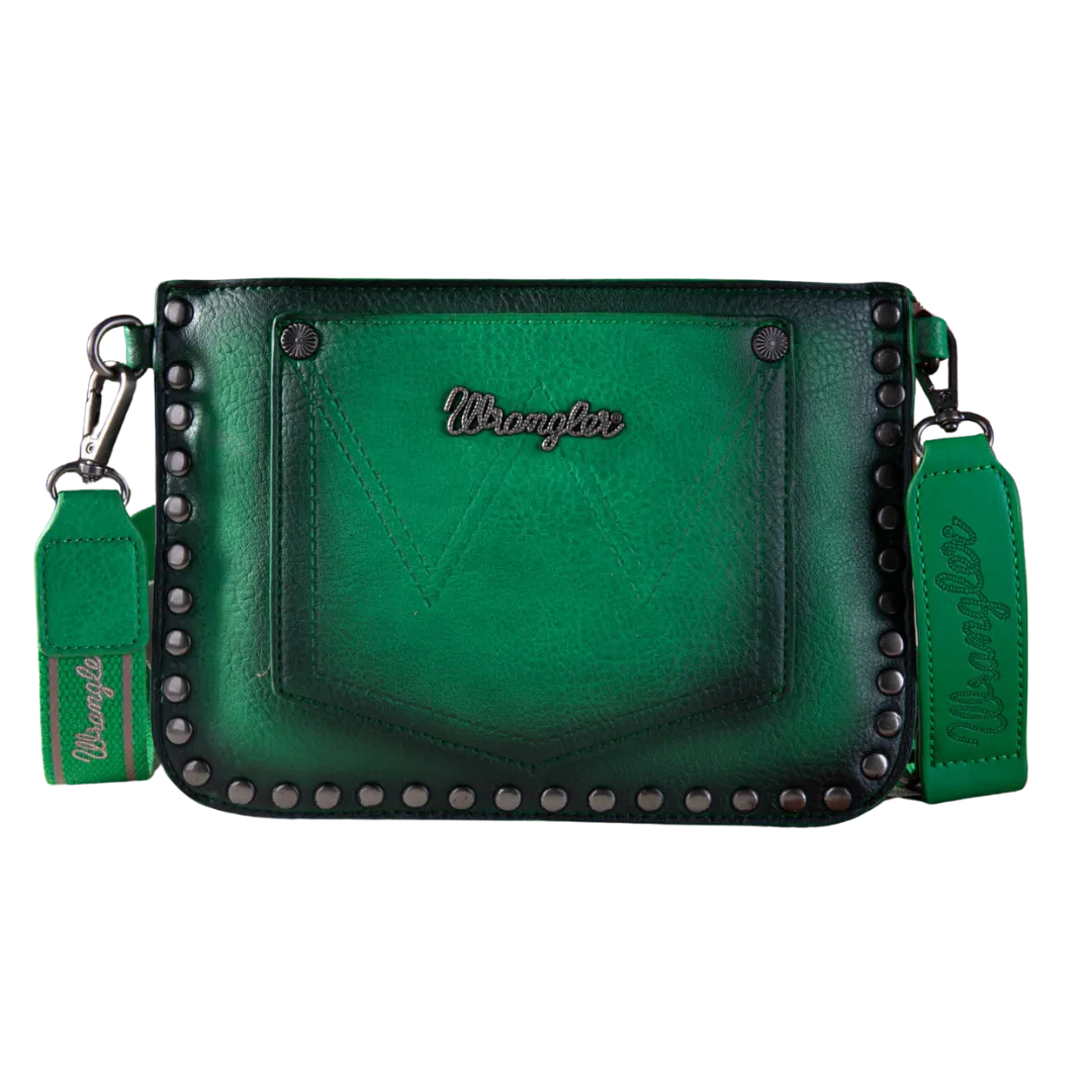 Wrangler Women's Rivets Wristlet Green Crossbody