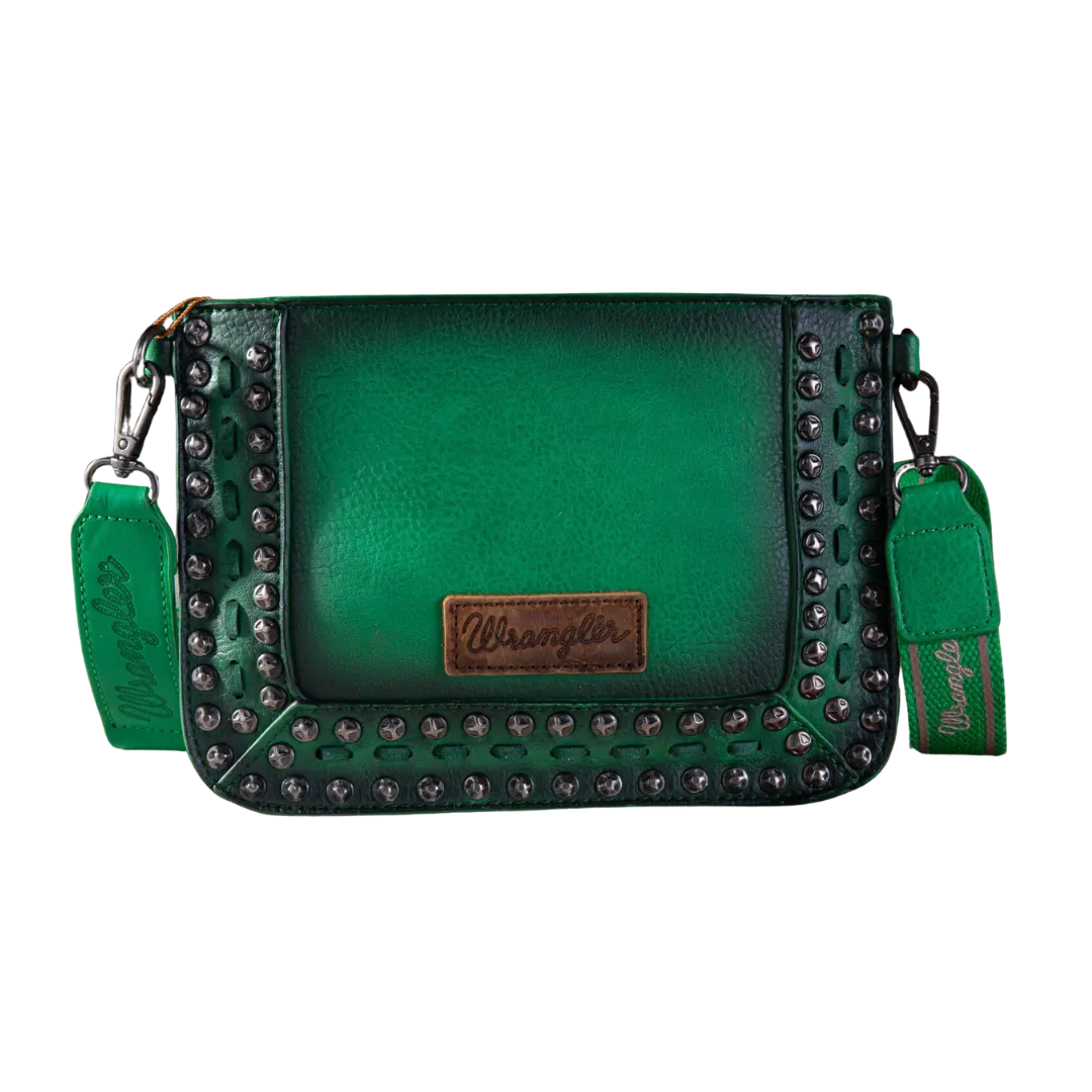 Wrangler Women's Rivets Wristlet Green Crossbody